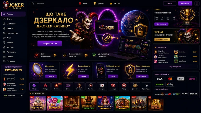 Пояснение на сайте Joker Casino, что такое зеркало и в каких случаях им пользуются